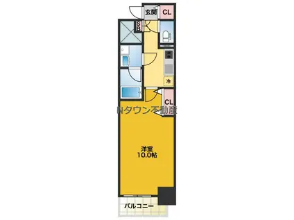 プレサンスジェネ千種内山2(1K/4階)の間取り写真