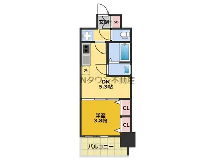 プレサンス名駅南エディフィス(1DK/14階)の間取り写真