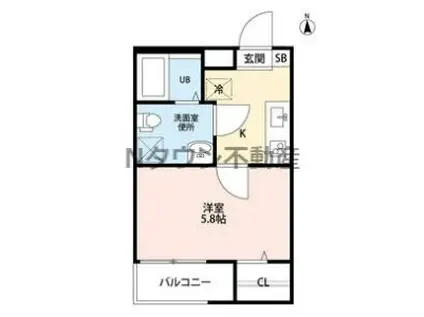 T.A長筬町4丁目(1K/2階)の間取り写真
