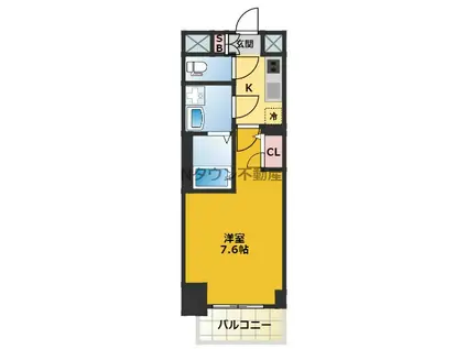 S-RESIDENCE葵(1K/15階)の間取り写真