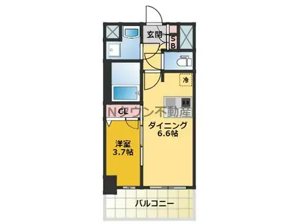 メイクスデザイン名駅南(1LDK/12階)の間取り写真