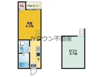 VILLA志賀本通(1K/1階)の間取り写真