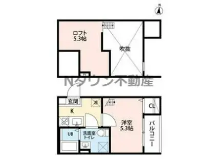 インフィニティ—エル(1K/2階)の間取り写真