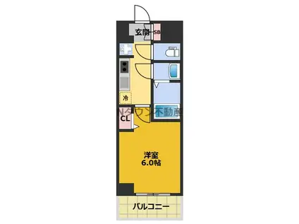 メイクスアート上前津Ⅵ(1K/11階)の間取り写真