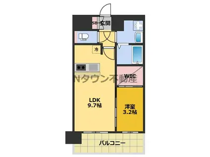 メイクスアート大曽根(1LDK/9階)の間取り写真
