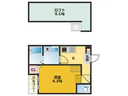 STABILITA道下町(1K/1階)の間取り写真