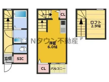 ルークス名古屋(1K/1階)の間取り写真