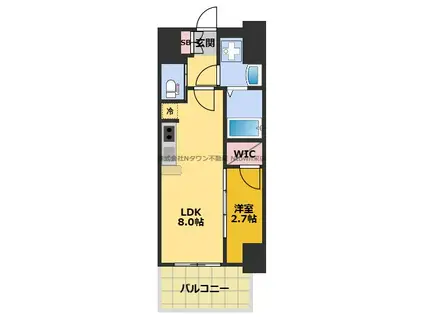 S-RESIDENCE亀島駅前ASCENT(1LDK/10階)の間取り写真