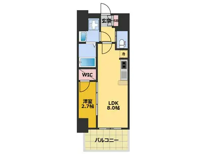 S-RESIDENCE亀島駅前ASCENT(1LDK/7階)の間取り写真
