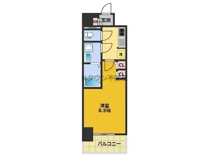 S-RESIDENCE黒川本通一丁目(1K/2階)の間取り写真