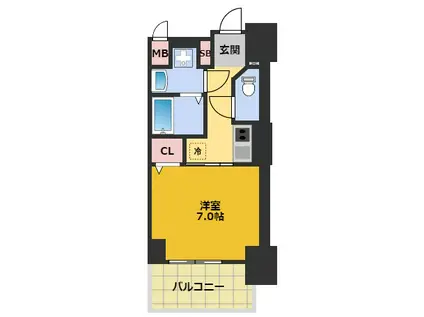 S-RESIDENCE浄心イースト(1K/11階)の間取り写真