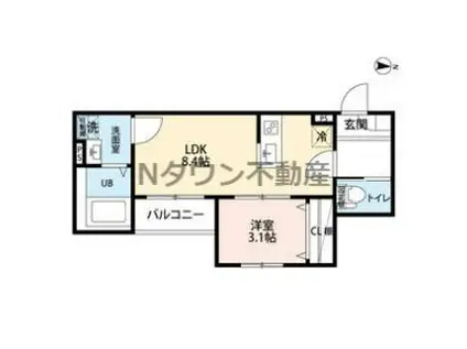 CRASTINE東味鋺3丁目Ⅱクラスティーネ(1LDK/3階)の間取り写真