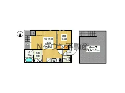 GRANDTIC KRSII(1LDK/2階)の間取り写真