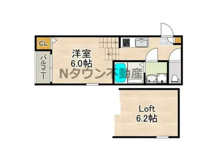 ハーモニーテラス上石川町Ⅵ(1K/1階)の間取り写真