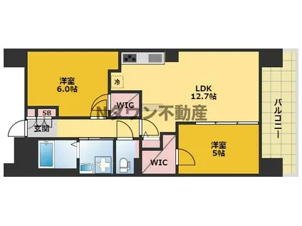 S-RESIDENCE茶屋ヶ坂イースト(2LDK/11階)の間取り写真