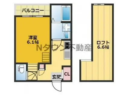 ヴィラ・トゥルヌソル(1K/1階)の間取り写真