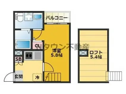 エスペランサ和(1K/2階)の間取り写真