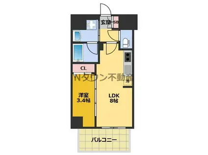 ディアレイシャス名古屋浄心(1LDK/4階)の間取り写真