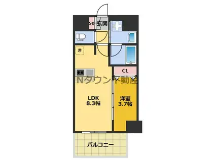 ディアレイシャス名古屋浄心(1LDK/8階)の間取り写真