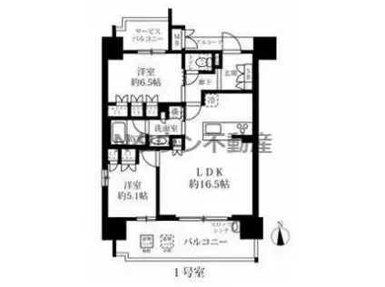 グランパセオ名駅那古野(2LDK/5階)の間取り写真