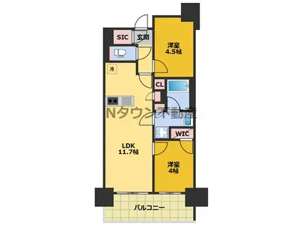 プレサンス名駅南ブリエ(2LDK/7階)の間取り写真