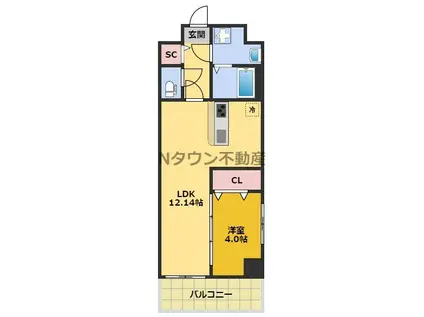 S-FORT古出来FIORE(1LDK/5階)の間取り写真