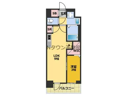 エステムコート名古屋TWIN ウエスト(1LDK/10階)の間取り写真