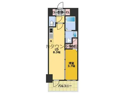 エステムコート名古屋TWIN ウエスト(1LDK/12階)の間取り写真