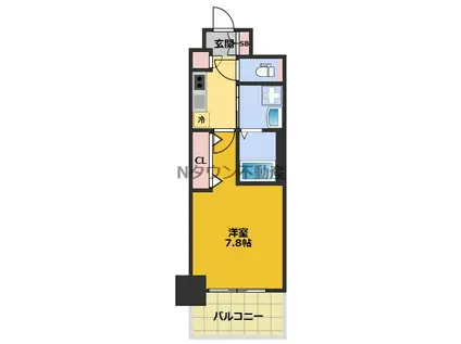 エステムコート名古屋TWIN ウエスト(1K/8階)の間取り写真