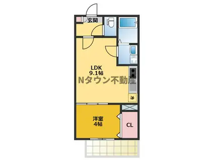 EDEN(1LDK/1階)の間取り写真