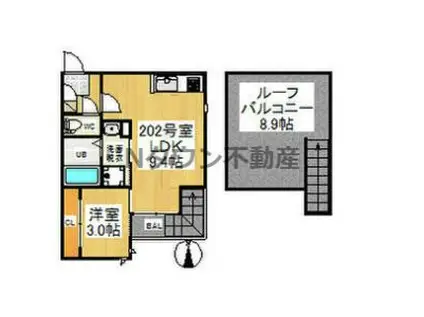 GRANDTIC 浅間町(1LDK/2階)の間取り写真