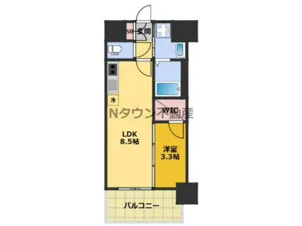 S-RESIDENCE烏森AUREATE(1LDK/8階)の間取り写真