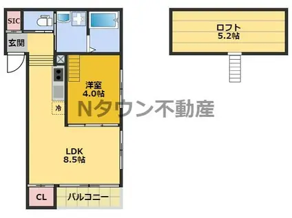 ハーモニーテラス生駒町Ⅱ(1LDK/1階)の間取り写真