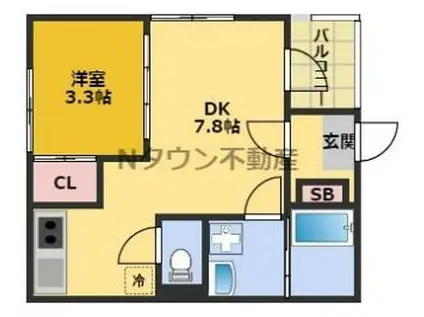 セブンシーズン栄生(1DK/2階)の間取り写真