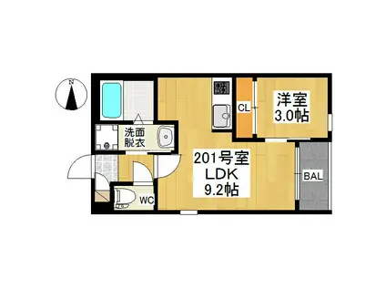 REGALEST LOTUS(1LDK/2階)の間取り写真