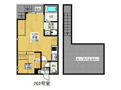 GRANDTICアビタ中村公園(1LDK/2階)の間取り写真