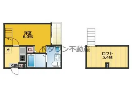 MERMAID GARDEN (1K/2階)の間取り写真