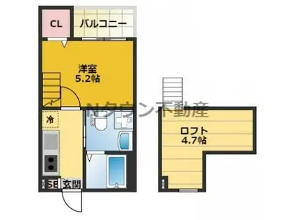 クレール岩塚Ⅰ(1SK/2階)の間取り写真