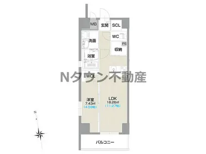 フォルティス今池(1LDK/13階)の間取り写真