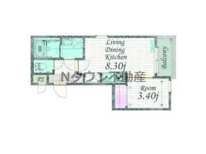 CHERIM 本陣十王町 ノース(1LDK/3階)の間取り写真