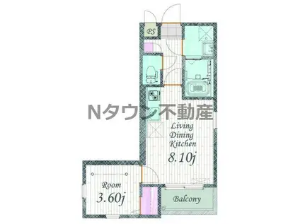 CHERIM 本陣十王町 サウス(1LDK/2階)の間取り写真