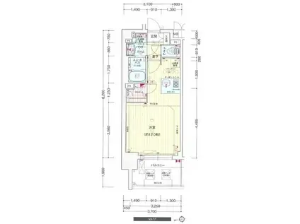 プレサンスジェネ千種内山(ワンルーム/6階)の間取り写真