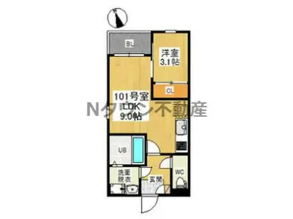 REGALEST上飯田(1LDK/1階)の間取り写真