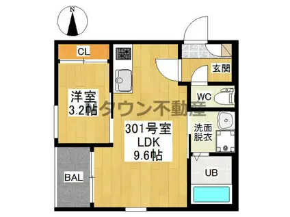 レガリスト 平安通(1LDK/3階)の間取り写真