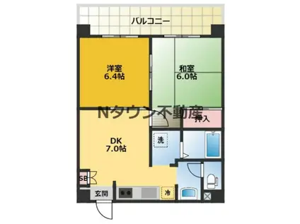 グランドステータス林(2DK/4階)の間取り写真