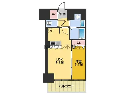 プレサンス上前津ディアシス(1LDK/11階)の間取り写真
