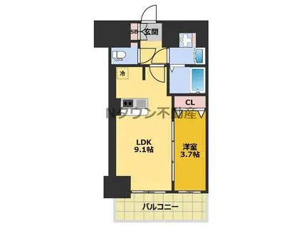 プレサンス上前津ディアシス(1LDK/15階)の間取り写真