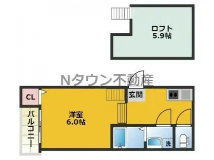 リブフラット藤江(1K/1階)の間取り写真