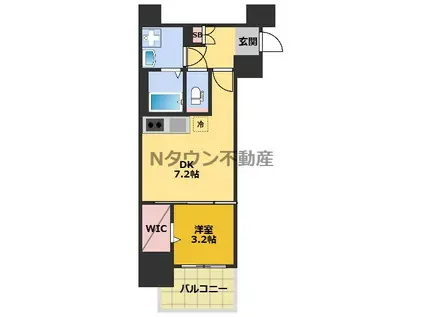 CREST TAPP東別院(1DK/2階)の間取り写真