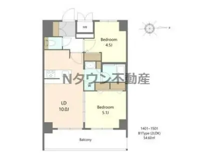 S-RESIDENCE名駅北ALESIA(2LDK/14階)の間取り写真